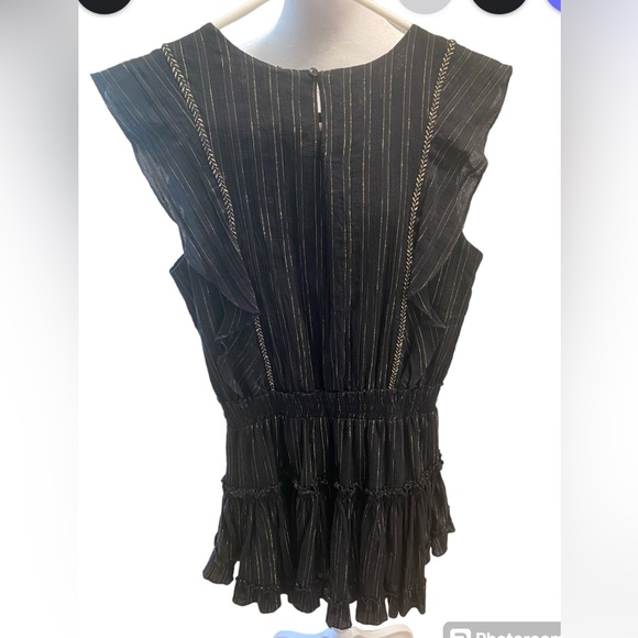 MISA Los Angeles Cielle Ruffle Bib Black Gold Mini Dress - Picture 6 of 6